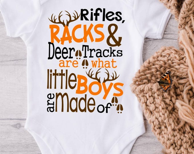 Hunting Baby Onesie® Bodysuit - Rifles Racks and Deer Tracks