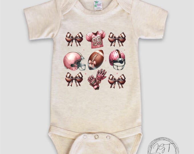 Coquette Football Baby Onesie® Bodysuit - Pink Football