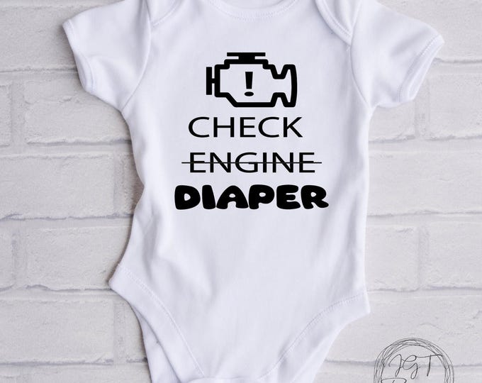 Check Engine Diaper - Funny Baby Onesie® Bodysuit