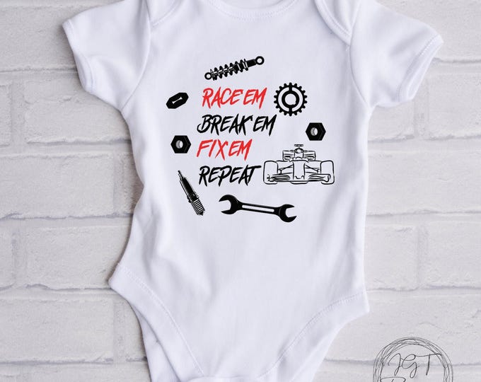 Race Em Break Em Fix Em Racing Baby Onesie® Bodysuit