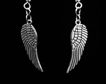 Angel Wings Silver Metal Hook Earrings Astral Cosmic Seraphim Seraph Alternative Closed clasp