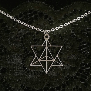 Merkaba Star Short Adjustable Necklace Charm Sacred Geometry Geometrical Alternative Occult Pagan Alchemy Symbolic Esoteric Cosmic Spiritual