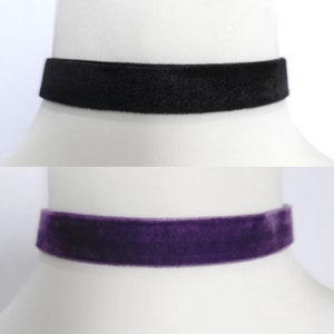 Black or Purple double sided Velvet Choker 15 mm wide Retro 90's Gothic Goth Alternative Vintage