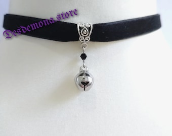 Double sided Velvet Jingly Jingle Bell Cat Collar Punk Gothic Goth Alternative