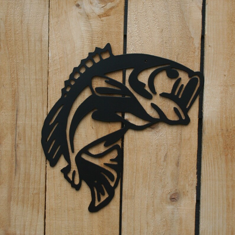 Largemouth Bass Fish Metal Art Fishing Home Decor Rustic Etsy