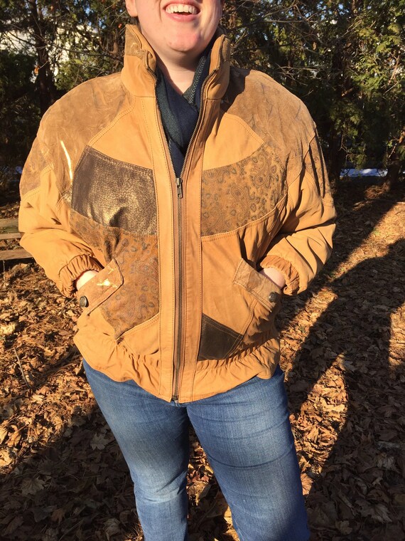 Vintage leather patchwork jacket