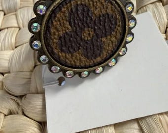 Upcycled LV Round Ring Revamped Rhinestone Ring BRONZE NWT