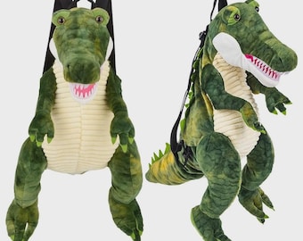 20" Alligator Backpack with Plastic Teeth Plush Green NEW
