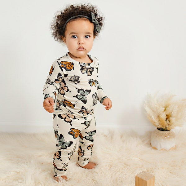 Butterflies Bamboo Two Piece Toddler Pajamas