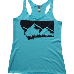 Teal Mountain Racer Back Tank Top