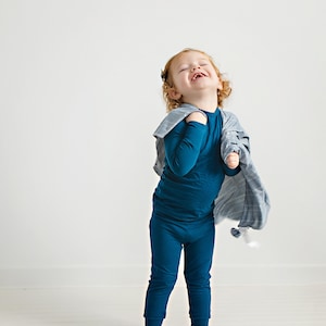 Peacock Blue Bamboo Two Piece Toddler Pajamas