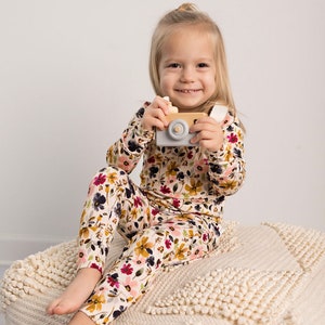 Watercolor Floral Bamboo Two Piece Toddler Pajamas