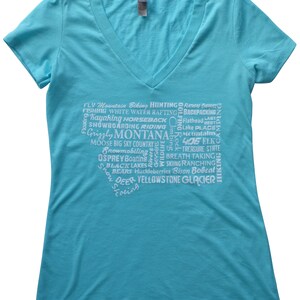 Women&#39;s Teal Montana Word V-neck
