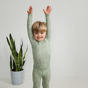 Sage Cactus Bamboo Two Piece Toddler Pajamas
