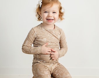 Taupe Woodland Bamboo Two Piece Toddler Pajamas