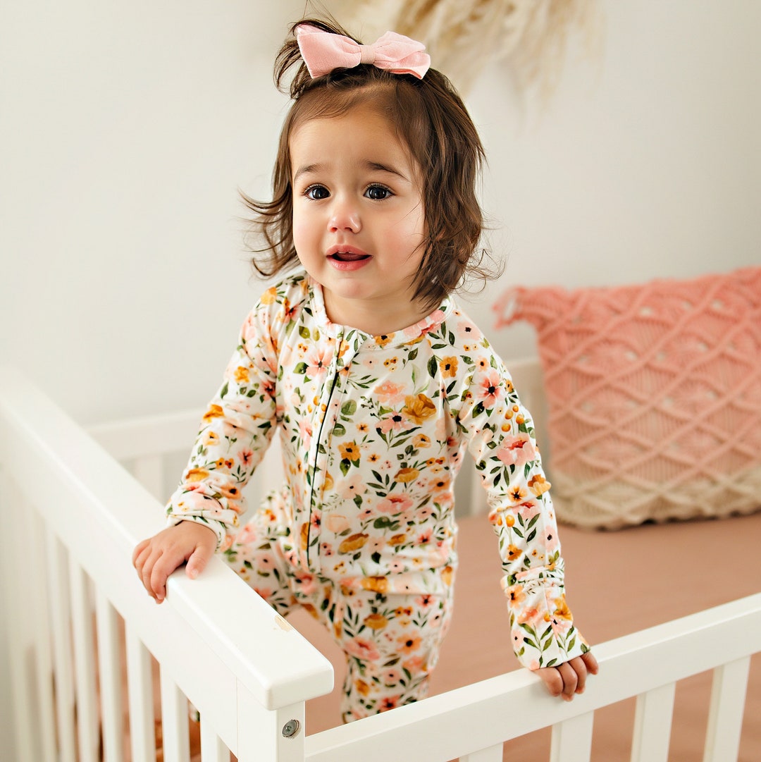 Watercolor Floral Ruffle Bamboo Sleeper main image 0