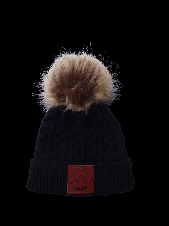 Child Black Outdoorable Pom Pom Hat (4-10 Years Size)