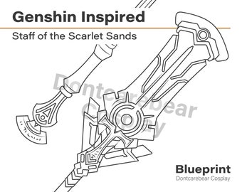 Genshin Impact Inspired - Cyno's Polearm - Staff of the Scarlet Sands - Blauwdruk - PDF - Digitale download