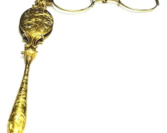 Antique 18k yellow gold Lorgnette Victorian glasses