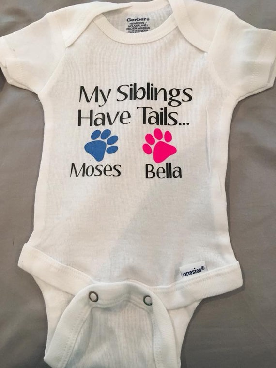 All My Siblings Have Tails Printed Baby Grow for Boys Girls Baby Shower Gift 