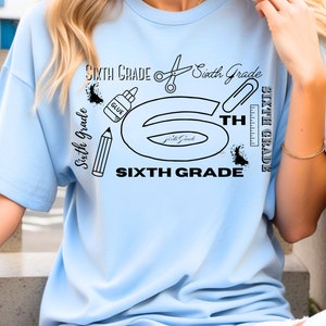 6th Grade Typography PNG File, Sublimation Designs Download, Digital, Sixth Grade PNG, School, Teacher, Student
