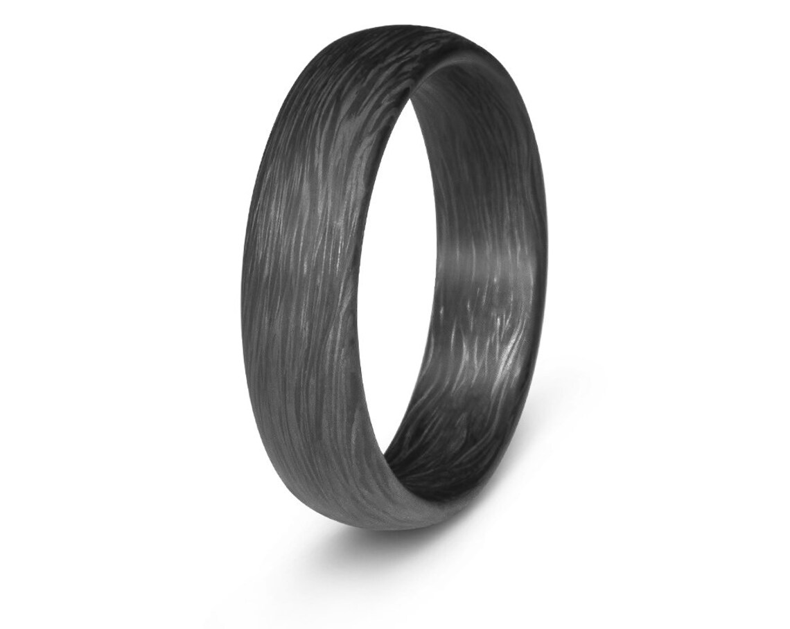 Freeman Carbon Fiber Men's Ring With Fine Grain Etsy