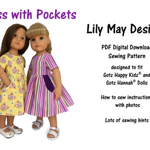 Dress with Pockets PDF Sewing Pattern to fit Gotz Happy Kidz and Hannah Dolls.