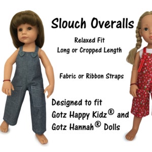 Slouch Overalls PDF Sewing Pattern for Gotz Happy Kidz & Hannah Dolls