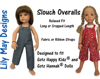 Slouch Overalls PDF Sewing Pattern for Gotz Happy Kidz & Hannah Dolls