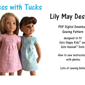 Dress with Tucks Sewing Pattern to fit Gotz Happy Kidz and Hannah Dolls.