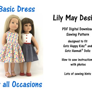 Doll Dress Sewing Pattern: Fits Gotz Happy Kidz & Hannah Dolls (PDF Pattern)