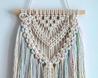 Pastel Rainbow Macrame Nursery Wall Decor