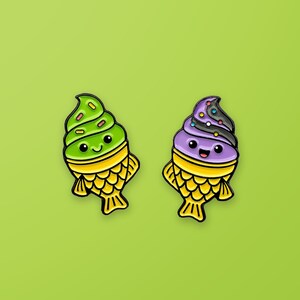Taiyaki Enamel Pin Set of 2 - Soft Enamel Pins - Lapel Pins - Food Pins - Foodie Pins - Kawaii Pins