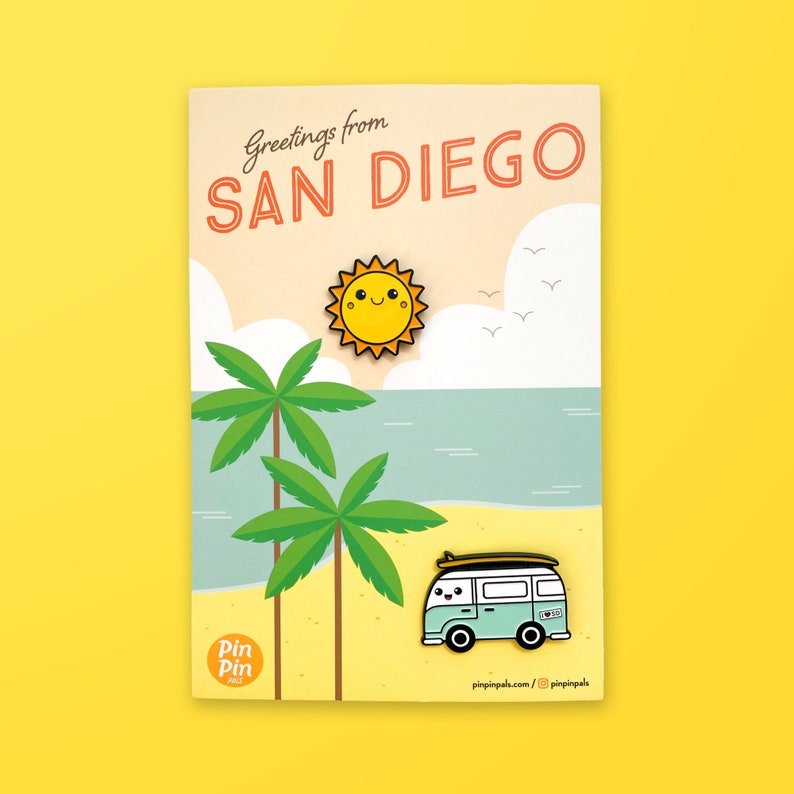 Travel Enamel Pins California San Diego Set of 2 Soft Enamel Pins Lapel Pins Explorer Pins Kawaii Pins image 4