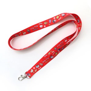 Pin Pin Pals - 36&quot; Nylon Printed Lanyard - Badge Holder - ID Holder - Keychain Holder - Kawaii Lanyard - Cute Lanyard - Foodie Lanyard