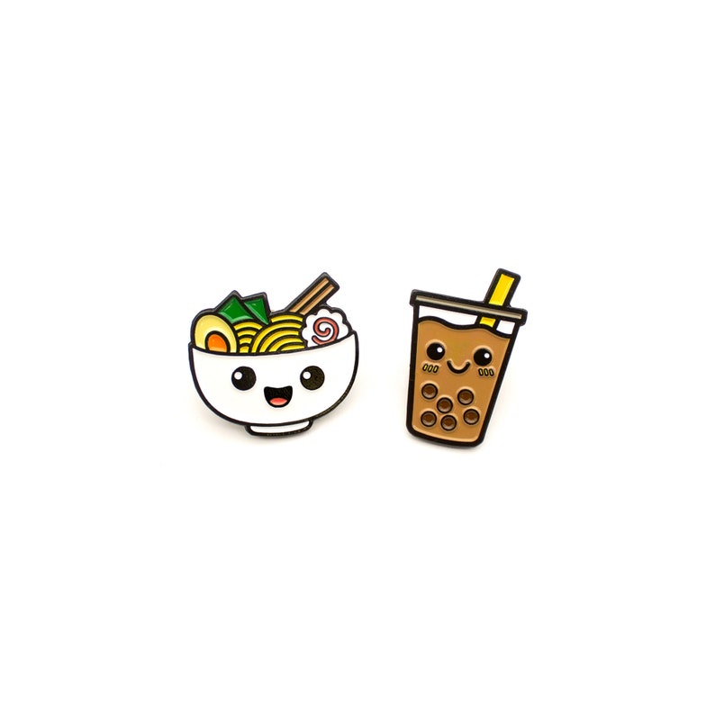 Ramen & Boba Enamel Pin Set of 2 Soft Enamel Pins Lapel Etsy