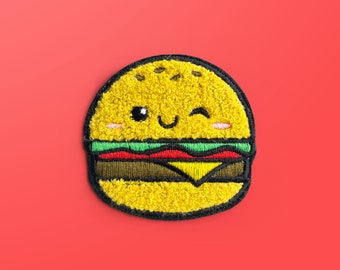 Burger - Iron On Patches - Chenille Patches - Cute Patches - Food Patches - Foodie Patches