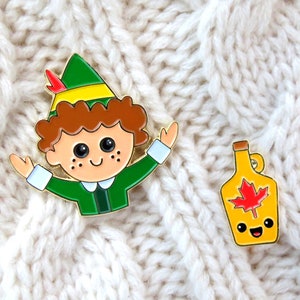 Elfe & Ahornsirup - Emaille Pin 2er Set - Soft Enamel Pins - Anstecknadeln - Food Pins - Foodie Pins - Kawaii Pins - Weihnachts Pins