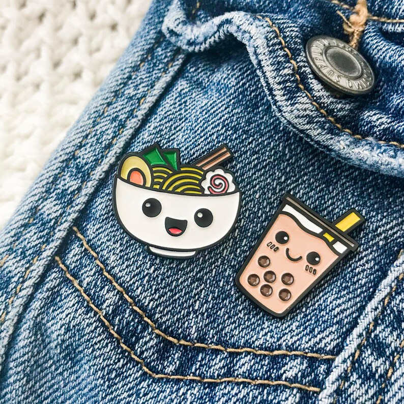 Ramen & Boba Enamel Pin Set of 2 Soft Enamel Pins Lapel Etsy