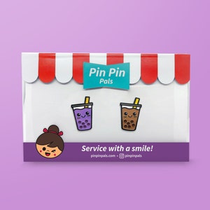 Boba Tea Enamel Pin Set of 2 Soft Enamel Pins Lapel Pins Food Pins Foodie Pins Kawaii Pins image 6