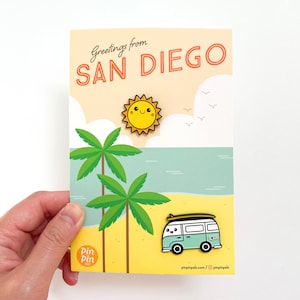 Travel Enamel Pins California San Diego Set of 2 Soft Enamel Pins Lapel Pins Explorer Pins Kawaii Pins image 2