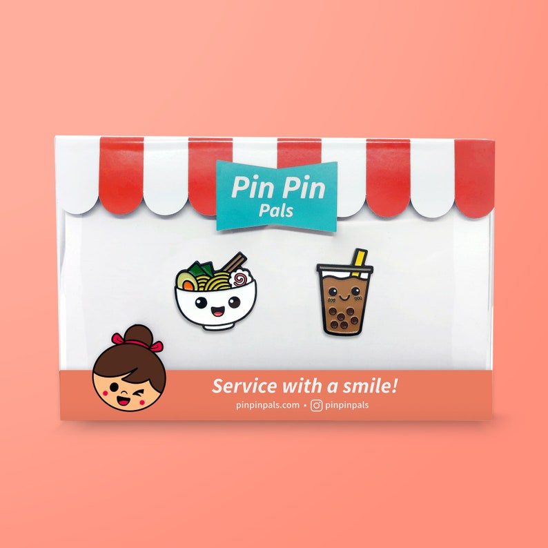 Ramen & Boba Enamel Pin Set of 2 Soft Enamel Pins Lapel Etsy