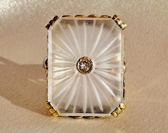 Antique Diamond Crystal Burst Deco Ring