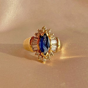 Vintage Sapphire Diamond Baguette Dress Ring