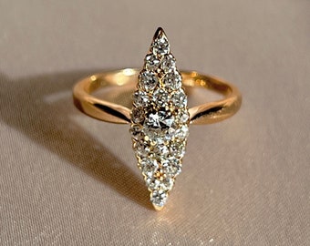 Antique 14k Diamond European Navette Ring