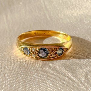 Antique Sapphire Diamond Boat Ring image 1
