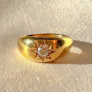 Antique Old Cut Diamond Starburst Solitaire Ring 1901 image 1
