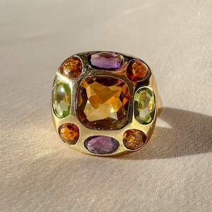 Vintage 14k Citrine Amethyst Peridot Ring 5.00cts image 1