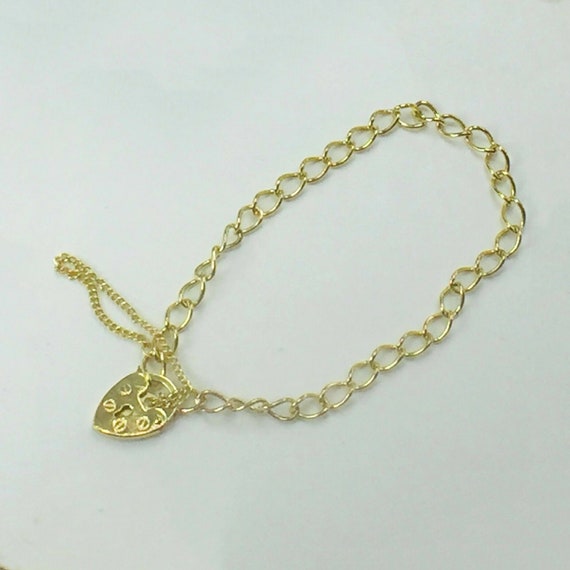 Vintage 9k Italian Heart Padlock Bracelet