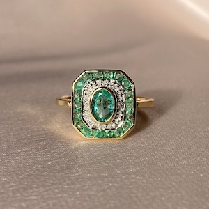 Emerald Diamond Deco Target Ring image 2